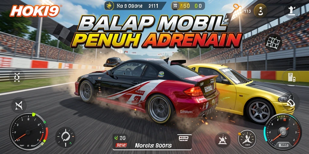 Screenshot HOKI9 menampilkan aksi balap mobil yang mendebarkan.