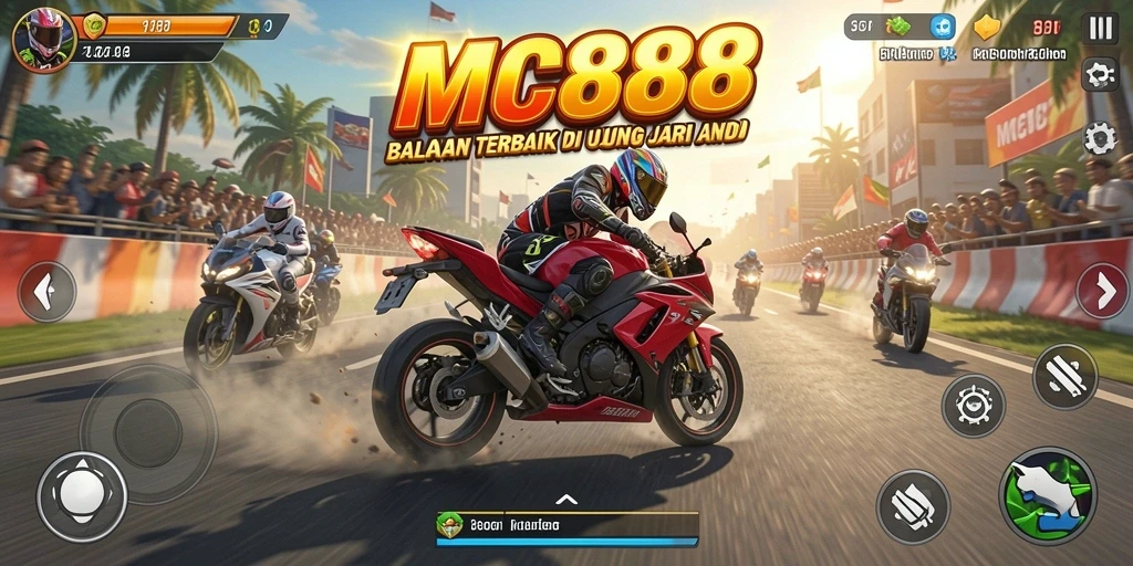 Tampilan gameplay balapan motor seru di MC888.