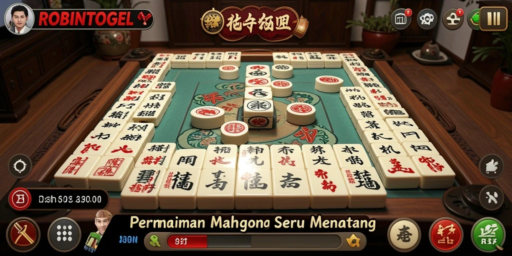 Gameplay Mahjong seru di ROBINTOGEL dengan tampilan menarik.