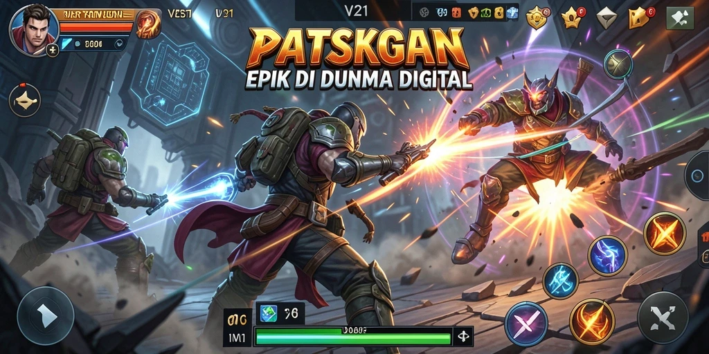 Screenshot utama V21 menampilkan aksi pertarungan yang mendebarkan.